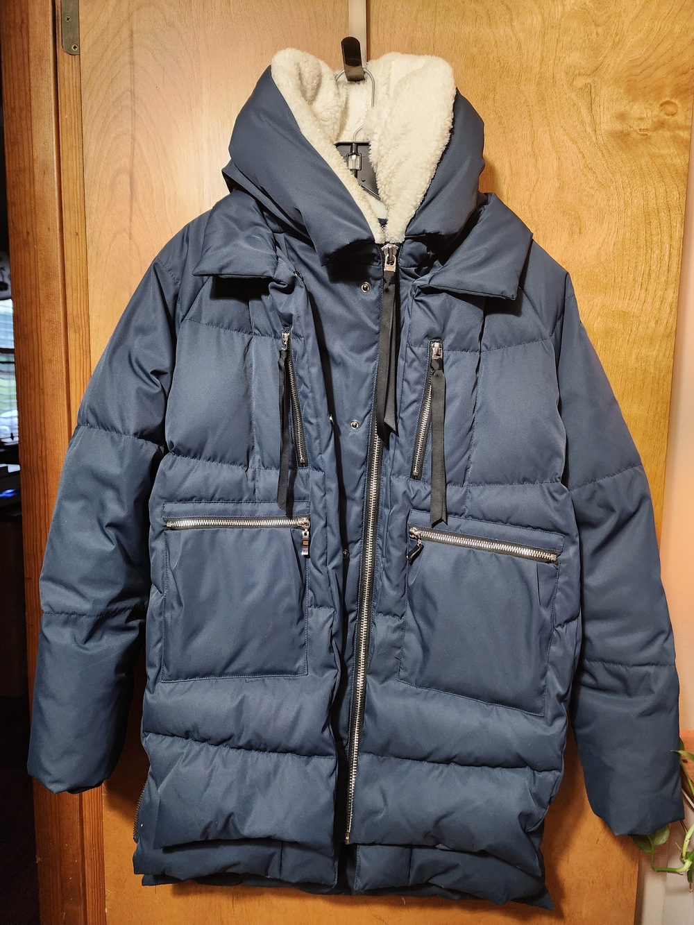 Orolay Women's Thickened Down Jacket Navy Blue Winter Parka Orange Lining Size L